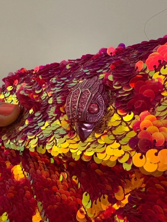 Kurt Geiger Pink and Gold Sequin Chain Crossbody Bag - Picture 5 of 16